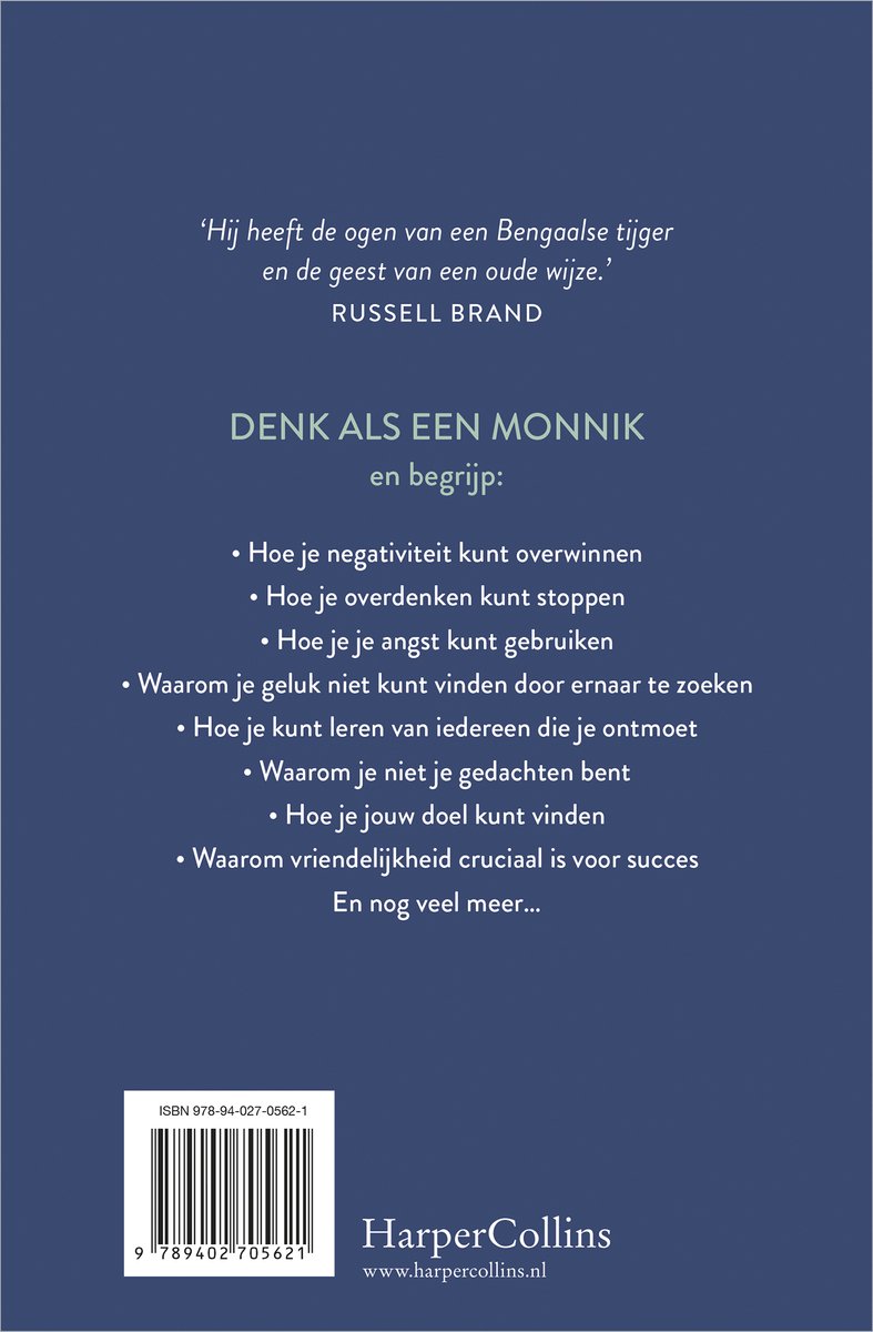 Denk als een monnik - back cover