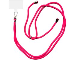 Smartphonica Telefoonkoord Universeel - verstelbaar afneembaar koord voor mobiele telefoon - 150 CM - Telefoonketting Neon Roze