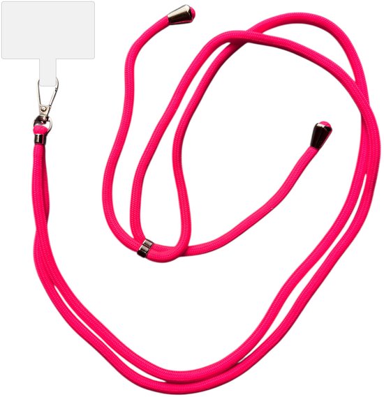 Smartphonica Telefoonkoord Universeel - verstelbaar afneembaar koord voor mobiele telefoon - 150 CM - Telefoonketting Neon Roze