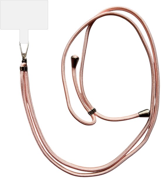 Smartphonica Telefoonkoord Universeel - verstelbaar afneembaar koord voor mobiele telefoon - 150 CM - Telefoonketting Rosé Goud