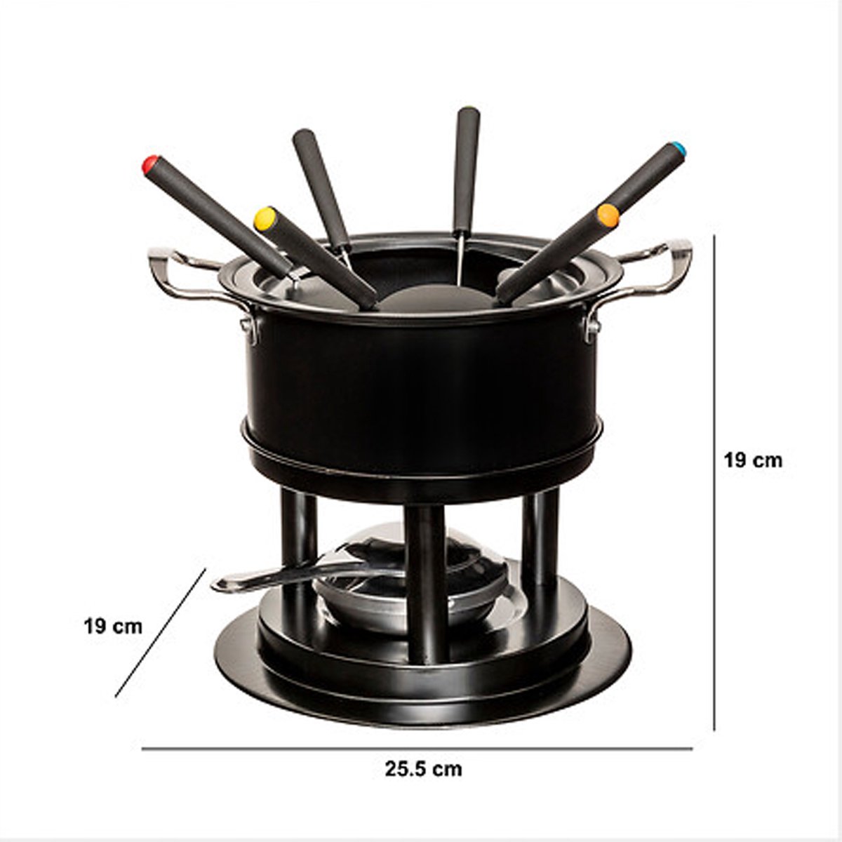 Five Fondueset - 6 personen - zwart - chocoladefondue - kaasfondue - D19 cm – foto 4