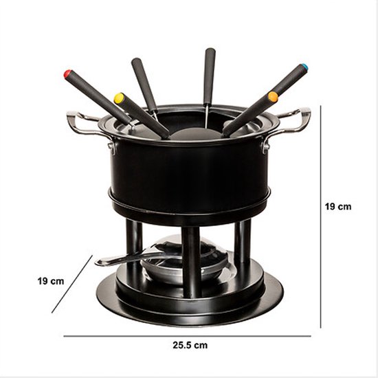 Five Fondueset - 6 personen - zwart - chocoladefondue - kaasfondue - D19 cm — afbeelding 4