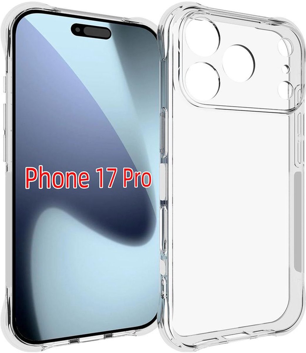 Mobigear Doorzichtig Hoesje geschikt voor Apple iPhone 17 Pro Telefoonhoesje Flexibel TPU | Mobigear Cushion Backcover | Doorzichtig Telefoonhoesje iPhone 17 Pro | iPhone 17 Pro Case | Back Cover - Transparant