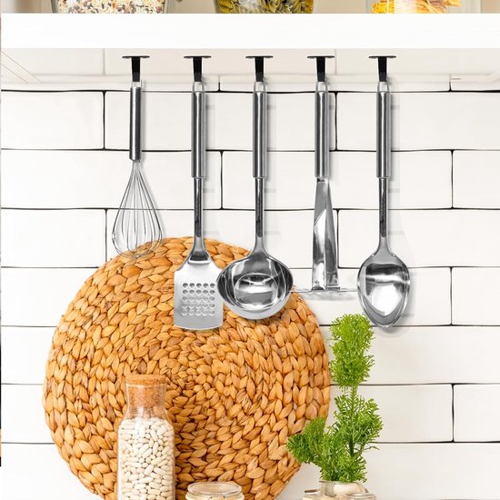 Wandhaken, 5 haken, voor keuken, badkamer, van roestvrij staal, lijnhaken, badkamer, handdoekhaak