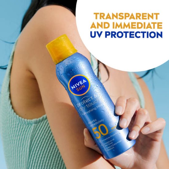 NIVEA SUN Protect & Dry Touch Vernevelende Zonnebrand Spray - SPF50 - Sport Zonnespray - Waterproof - UVA/UVB - 200ml