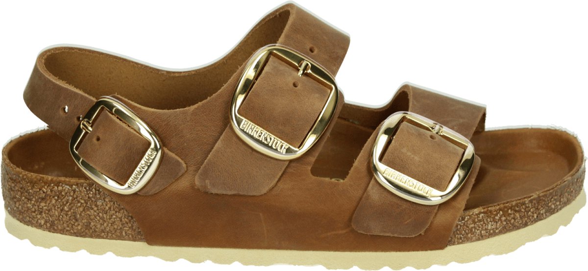 Birkenstock MILANO BIG BUCKLE LEATHER Dames slippers Bruin