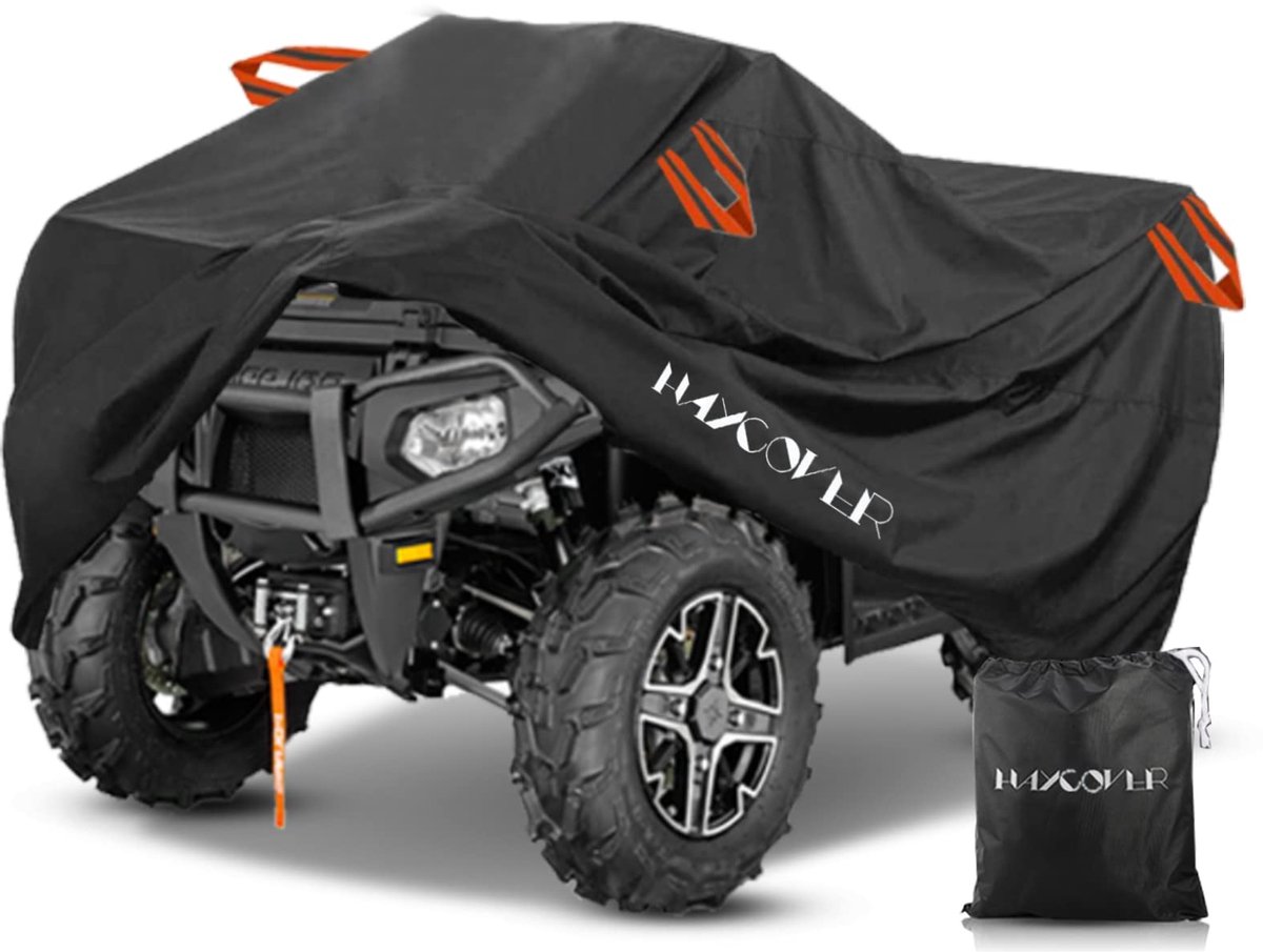 Quad ATV-zeil HAYCOVER Voertuighoes ATV-beschermhoes 210D Omkeerbaar materiaal Winterbestendig Stof Regen UV-bescherming Zwart met zilver 256 x 110 x 120 cm