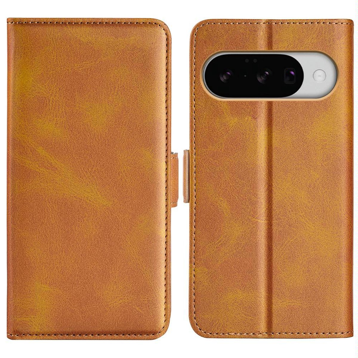 Mobigear Telefoonhoesje geschikt voor Google Pixel 10 Hoesje | Mobigear Slim Magnet Bookcase Portemonnee | Pasjeshouder voor 3 Pasjes | Telefoonhoesje voor Pinpas / OV Kaart / Rijbewijs - Cognac