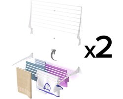 2x Foxydry Fold 100 white wasdroogrek wandmontage clicksysteem - 100 x 50 x 10 cm