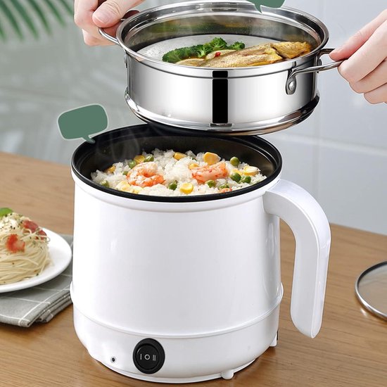 kyaoayo Mini-elektrische pan met deksel, 1,7 l, draagbare elektrische