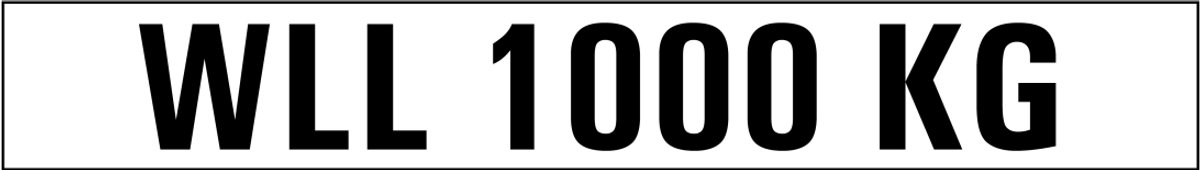 WLL 1000 kg sticker 500 x 70 mm