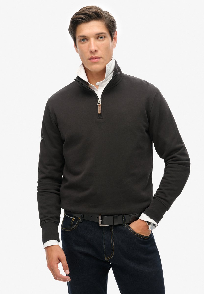 Superdry Core sweatshirt met logo en halve rits Heren Truien Zwart