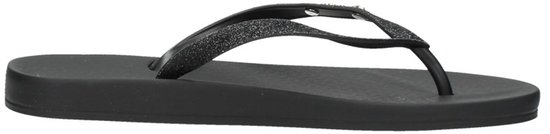 Zwarte Ipanema teenslipper met glitterband, van opzij gezien.