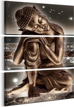 Schilderij - Boeddha in de nacht , 3 luik