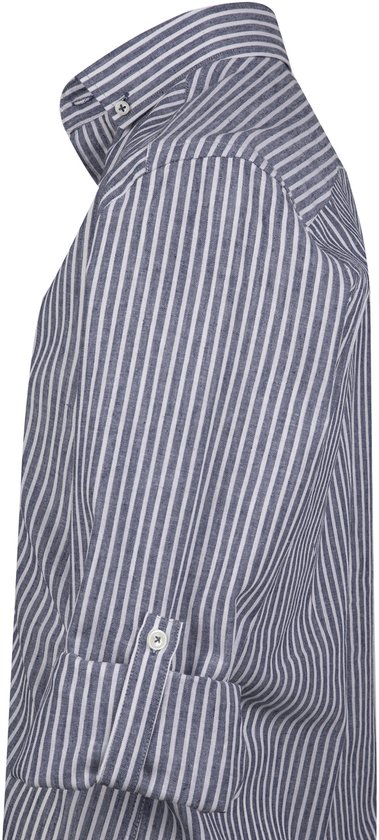 Volemo Linnen herenoverhemden met lange mouwen, bandkraag, casual tops, normale pasvorm, Effen wit, XL