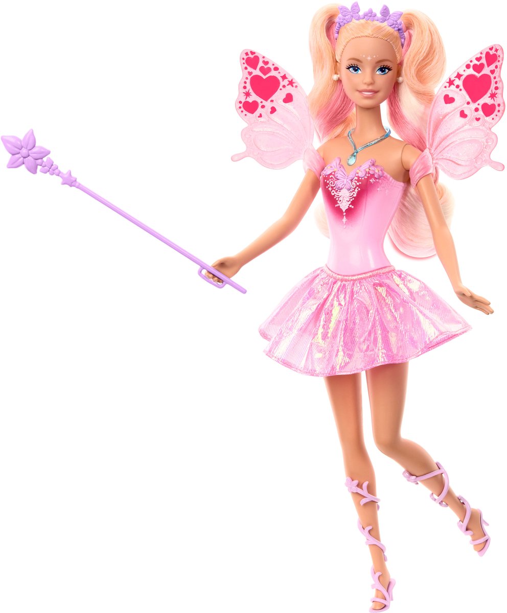 Barbie Fantasie - Sprookjespop - Met van kleur veranderende vleugels en outfit