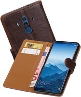 Zakelijke Book Case Telefoonhoesje Geschikt voor de Huawei Mate 10 - Portemonnee Hoesje - Pasjeshouder Wallet Case - Mocca
