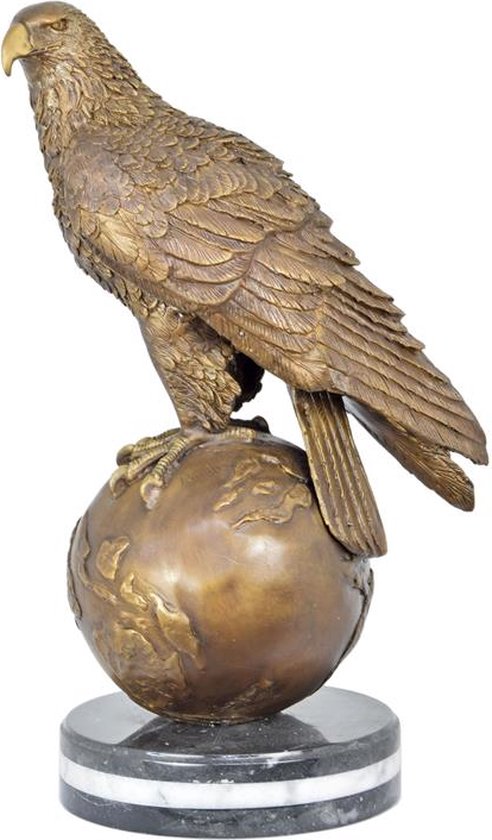 Brons beeld - adelaar op wereldbol - sculptuur - 60 cm hoog