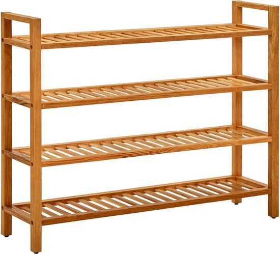 vidaXL - Schoenenrek - met - 4 - schappen - 50x27x80 - cm - massief - eikenhout