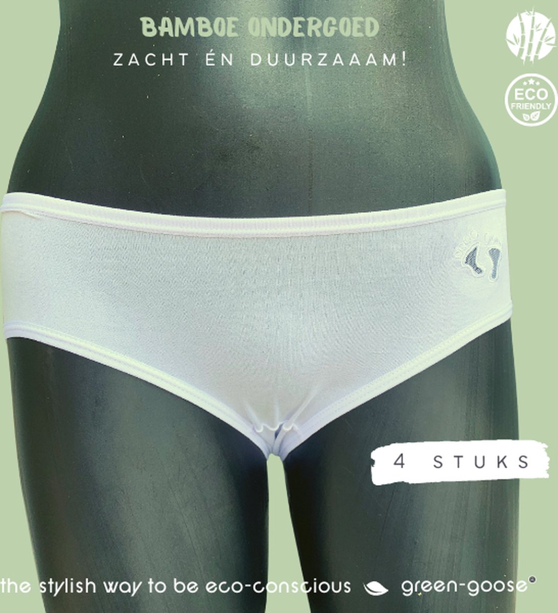 green-goose Bamboe Dames Ondergoed | 4 Stuks | Nachtelijk Zwart | Met Kanten Zijkant | Duurzaam, Ademend en Heerlijk Zacht