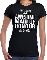 Awesome maid of honour/getuige cadeau t-shirt zwart dames M