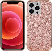 iPhone 14 Hoesje - Glitter Case Cover - Roze - Provium