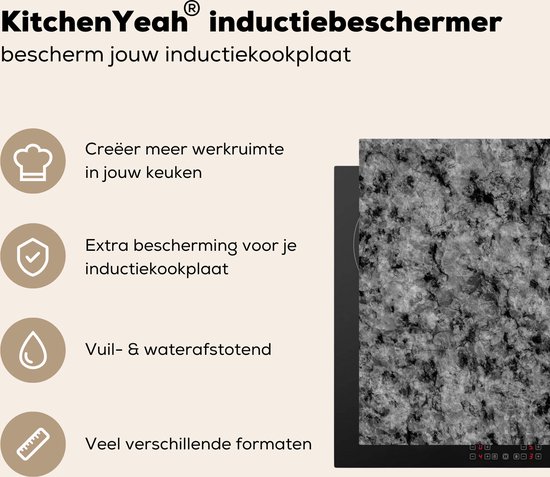 KitchenYeah© Inductie Beschermer 60x52 cm Keuken Decoratie Kookplaat Beschermer voor Inductiekookplaat Afdekplaat Anti Slip Mat - Kruiden - Specerijen - Lepels