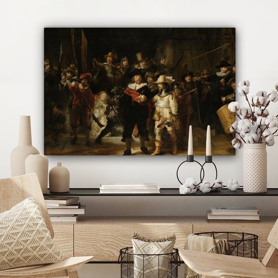 Peinture sur Toile La Ronde de Nuit - Art - Maîtres Anciens - Rembrandt - 150x100 cm - Décoration murale