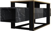 Meuble TV - 2 niches - Effet marbre Zwart & couleur or - COMEBI L 160 cm x H 49,8 cm x P 46,1 cm