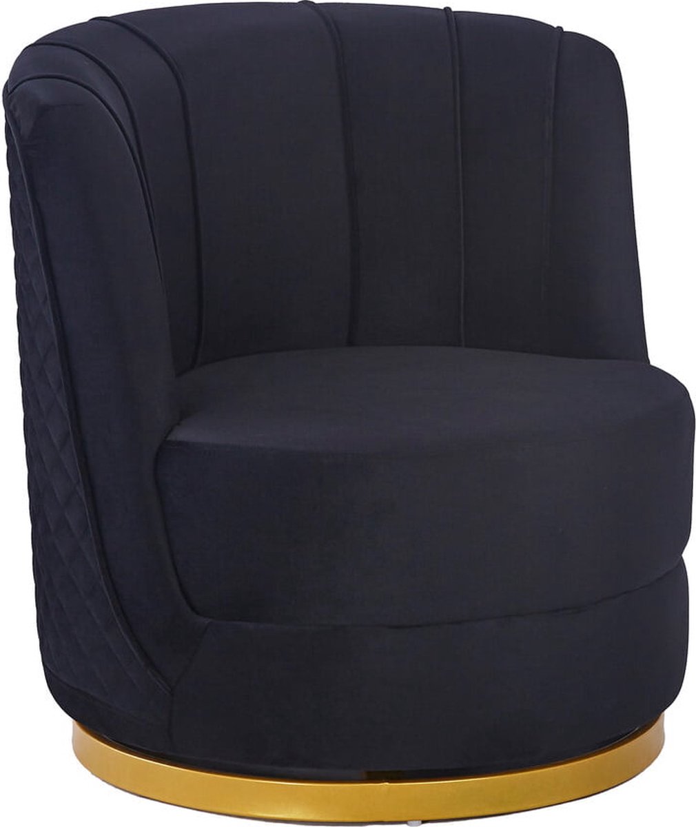 Fauteuil F Feline Zwart - Fluweel - Zithoogte 42 cm - Zitdiepte 57 cm