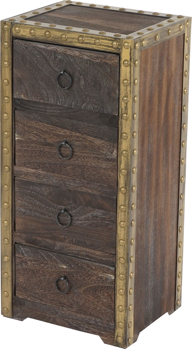 MCW Duran ladekast, kast, 4 laden 70x33x26cm Shabby-Look Vintage ~ bruin