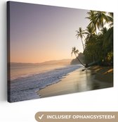 Le soleil s'est couché sur une toile de côte tropicale 120x80 cm - Tirage photo sur toile (Décoration murale salon / chambre) / Mer et plage