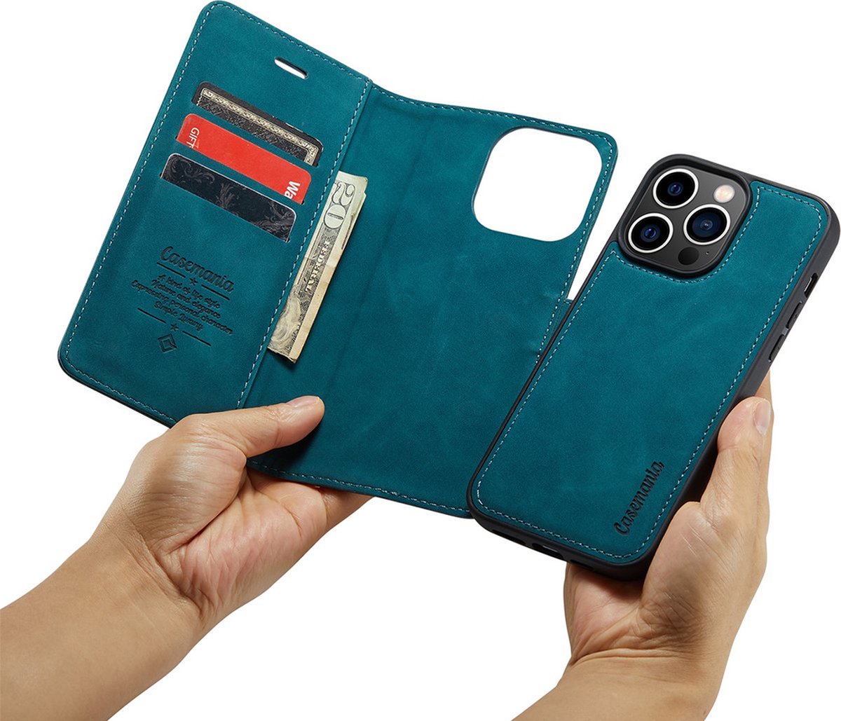 iPhone 15 Pro Max Bookcase hoesje - CaseMe - Effen Groen - Kunstleer