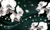 Fotobehang - Vlies Behang - Diamanten, Orchideeën en Sterren - 368 x 254 cm