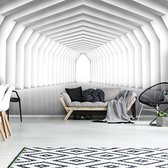 Fotobehang - Vlies Behang - Witte 3D Tunnel - 254 x 184 cm