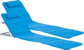 Strandmat Octavio - Met rugleuning - Set van 2 - Blauw - Staal en stof