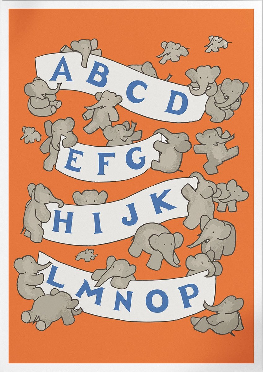 Pepperwall ABC De Babar I (Red 2) (Babar de Olifant) | Poster | B2: 50 x 70 cm Multikleur