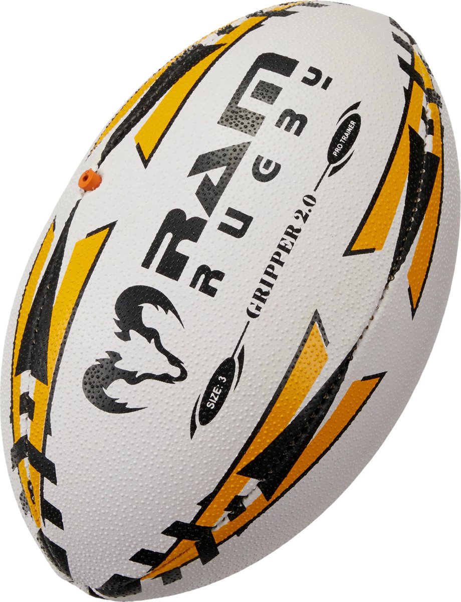 RAM Rugby Gripper 2.0 Pro Trainer Bal Bundel - 30 x ballen en 2x tas - Nr. 1 Rugby Brand in Europa - Ontworpen in Engeland - Perfecte vorm en Duurzaam Maat 3, Kleur: Geel, Tas: Breathable RAM® Engeland - Uniek 3d Grip techn. Prof.