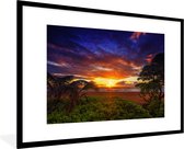 Photo en cadre - Un impressionnant cadre photo coucher de soleil Hawaii noir avec passe-partout blanc grand 90x60 cm - Affiche sous cadre (Décoration murale salon / chambre)