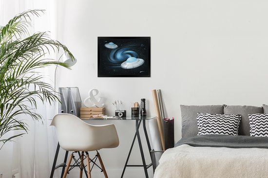 Photo en cadre - Une illustration de deux cadre photo OVNIS noir 40x30 cm - Affiche sous cadre (Décoration murale salon / chambre)