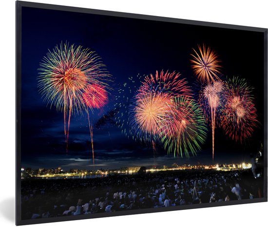 Liste de photos - Feu d'artifice dans un cadre noir ancien et nieuw 60x40 cm - Liste d'impression Décoration murale salon / chambre)