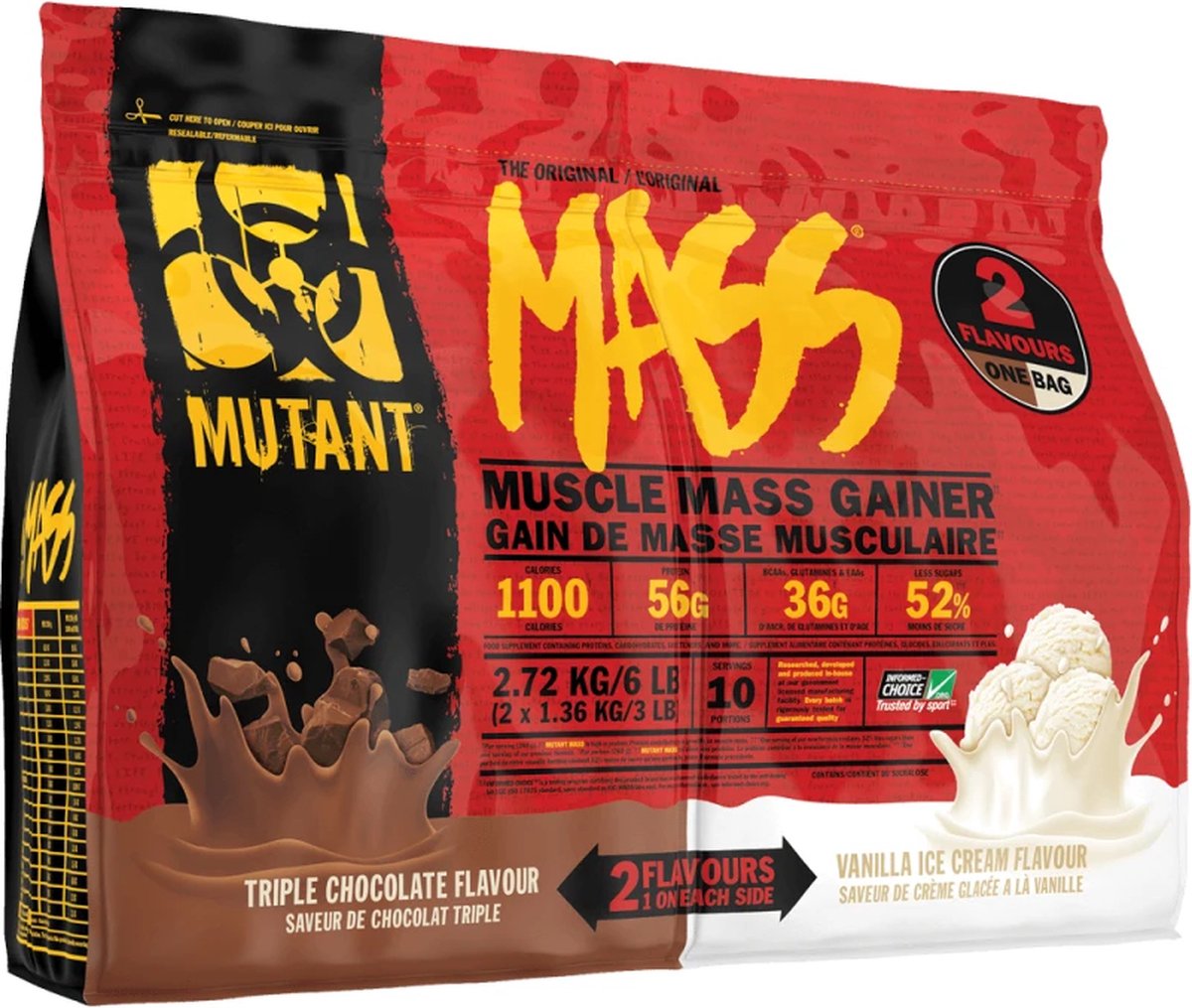 Goedkoopste Mutant Mass Dual Chamber Bag 2720gr Triple Choco / Vanilla Ice