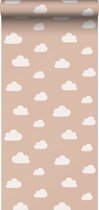 ESTAhome behang wolkjes terracotta roze - 139486 - 0.53 x 10.05 m