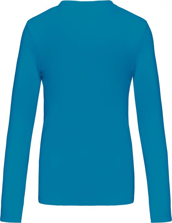 T-shirt Dames 3XL Kariban V-hals Lange mouw Tropical Blue 100% Katoen