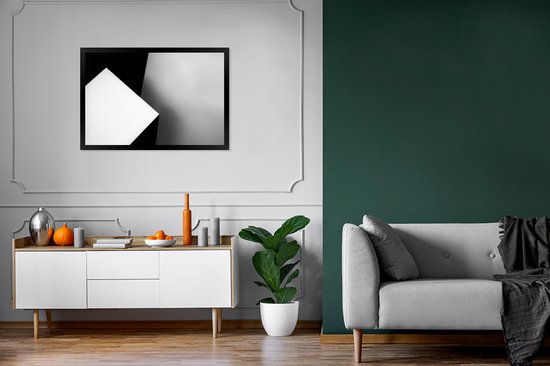 Poster - Wanddecoratie - Zwart wit - Abstract - Kunst - 90x60 cm - Fotolijst - Posterlijst