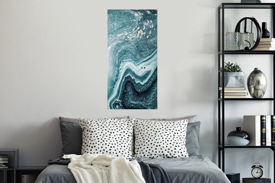 Muurstickers - Sticker Folie - Edelstenen - Blauw - Natuur - Marmer - Abstract - 40x80 cm - Plakfolie - Muurstickers Kinderkamer - Zelfklevend Behang - Zelfklevend behangpapier - Stickerfolie