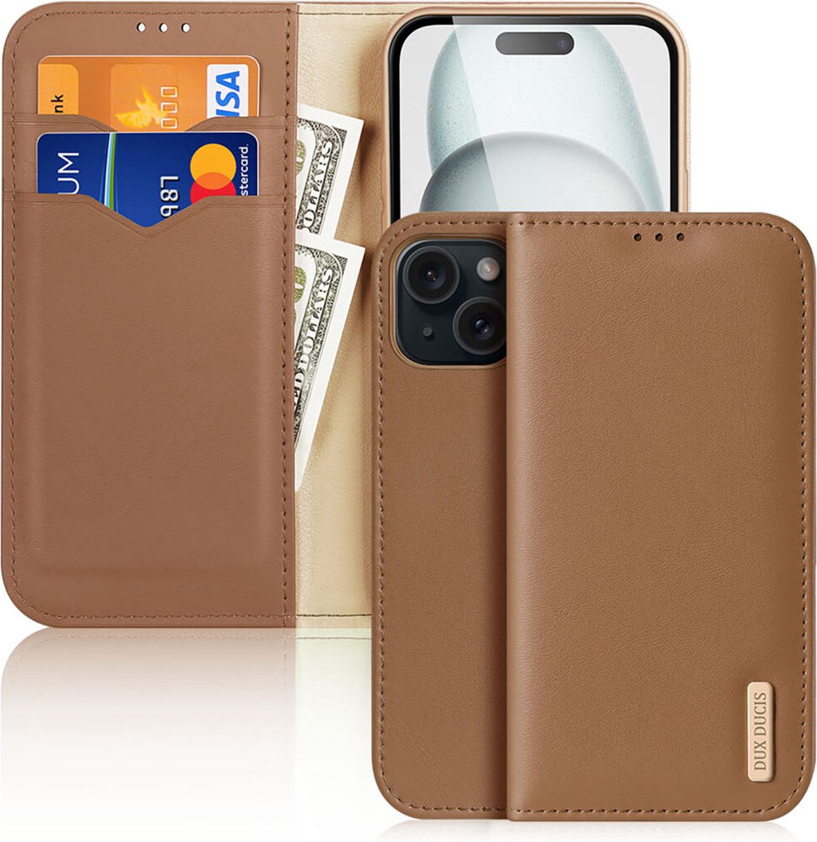 Dux Ducis - Telefoonhoesje geschikt voor iPhone 15 Plus - Hivo Series Case - Bruin