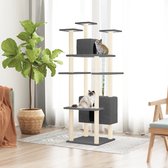 The Living Store Kattenboom - Luxe Kattenmeubel - Meerdere niveaus - Comfortabel Pluche - Duurzaam Sisaltouw - Donkergrijs - 60 x 73 x 162 cm