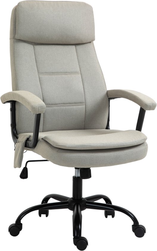 Ergonomische Bureaustoel - Gamestoel - Massagefunctie - Verstelbaar - Beige - 63 x 70 x 112-121 cm