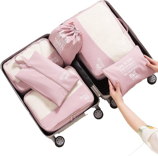 Foto: Packing cubes 6 set kledingtassen kofferorganizer voor vakantie en reizen pakkubussenset reiskubussen opbergsysteem voor koffer sakura 